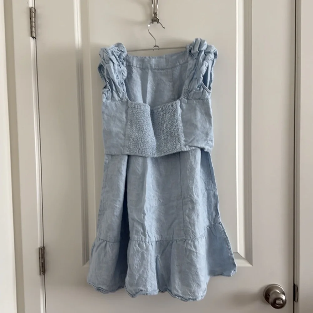 Aritzia Wilfred 100% Linen Top & Skirt Set - Blue (L)